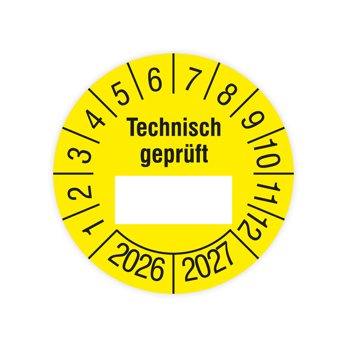 Prüfplakette, Technisch geprüft…, 2026, verschiedene Ausführungen