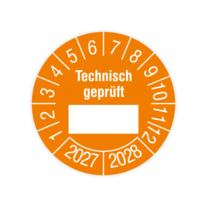 Prüfplakette, Technisch geprüft…, 2027, verschiedene Ausführungen