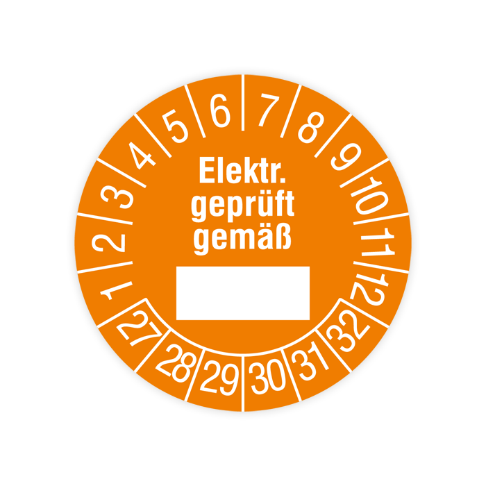 Prüfplakette, Elektrisch geprüft gemäß…,2027, verschiedene Ausführungen