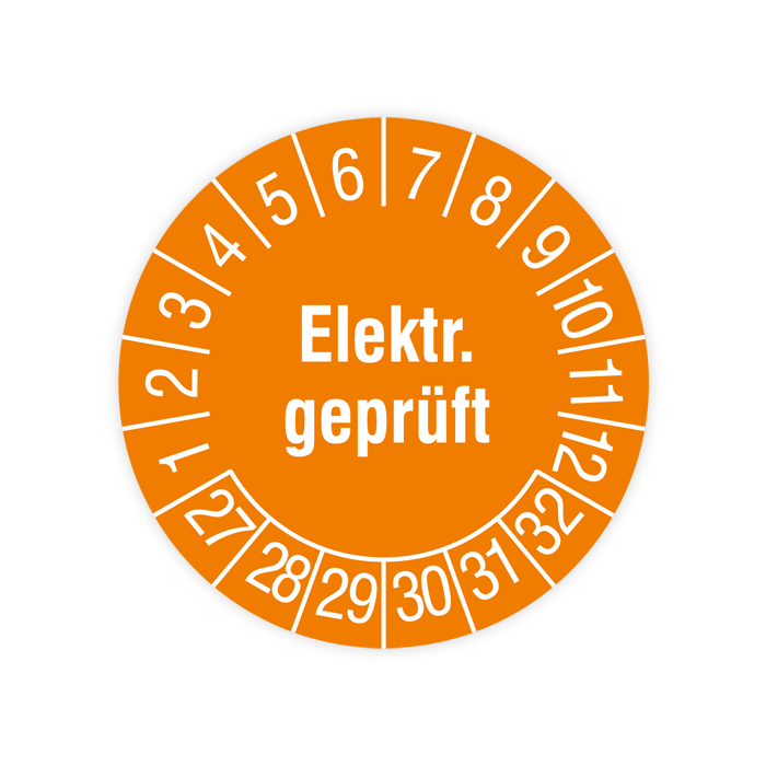 Prüfplakette, Elektrisch geprüft, 2027, verschiedene Ausführungen