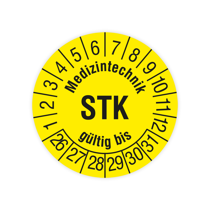 Prüfplakette, Medizintechnik STK gültig bis, 2026, verschiedene Ausführungen