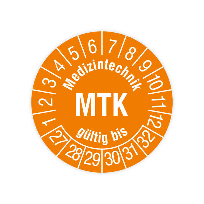 Prüfplakette, Medizintechnik MTK gültig bis, 2027, verschiedene Ausführungen