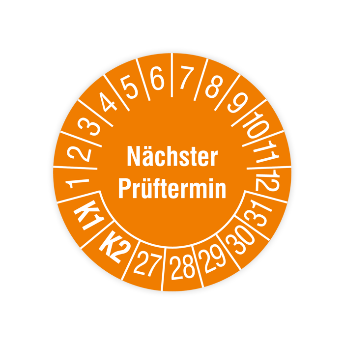 Prüfplakette, Nächster Prüftermin, K1/K2, 2027, verschiedene Ausführungen
