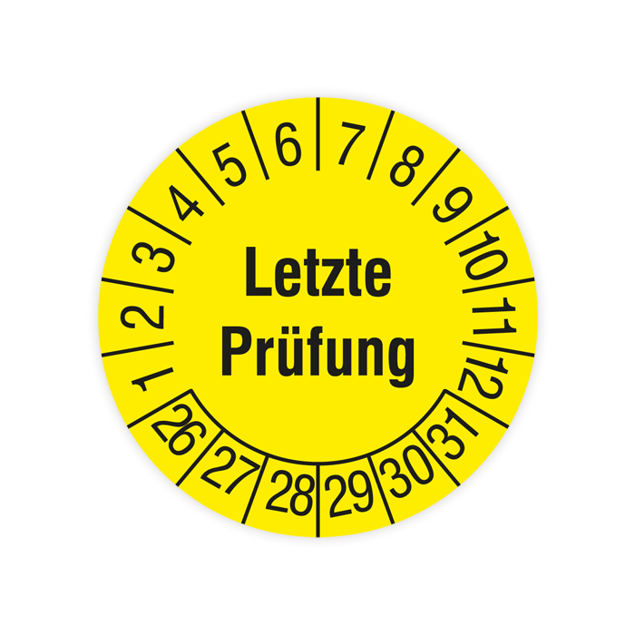 Prüfplakette, Letzte Prüfung, 2026, verschiedene Ausführungen
