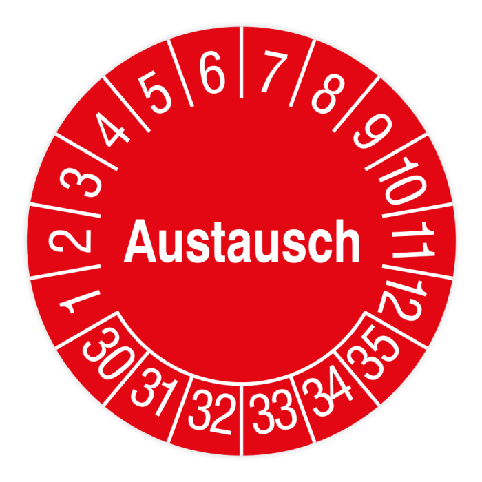Prüfplakette, Austausch, 2030 - 2035, Standardfolie, verschiedene Ausführungen