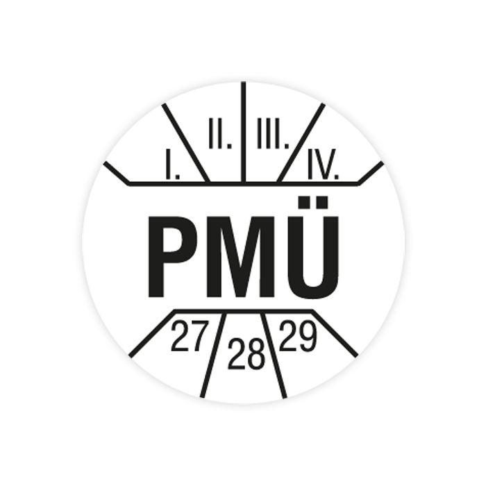 Prüfplakette, PMÜ, 2027, verschiedene Ausführungen