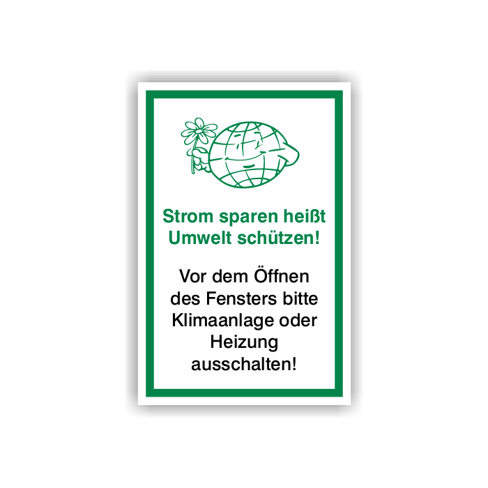 Hinweisschild, Strom sparen - Klimaanlage, Aufkleber, Folie, 70 x 100 mm, weiß