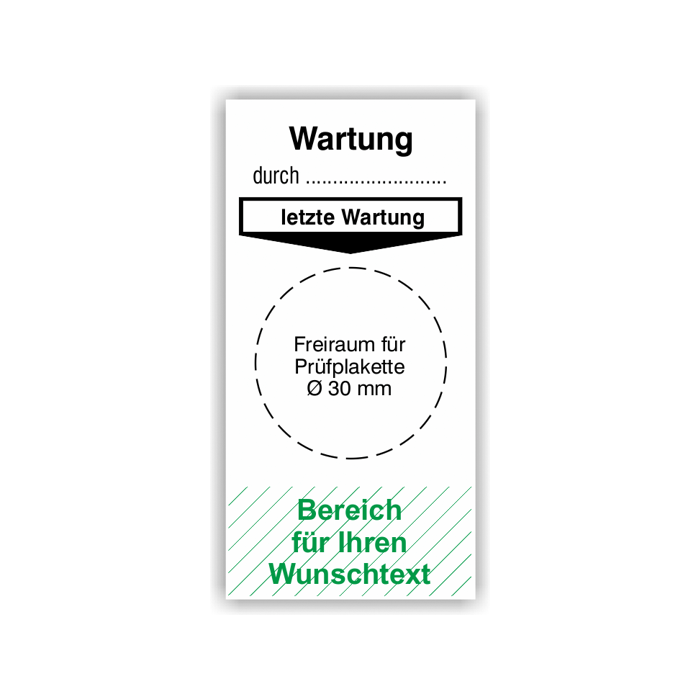 Grundplakette, Wartung durch… letzte Wartung..., mit Wunschtext