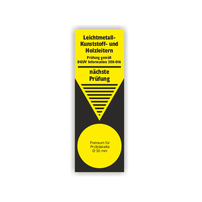 Grundplakette, Leichtmetall-, Kunststoff- und Holzleitern-Prüfung gem. DGUV Information 208-016