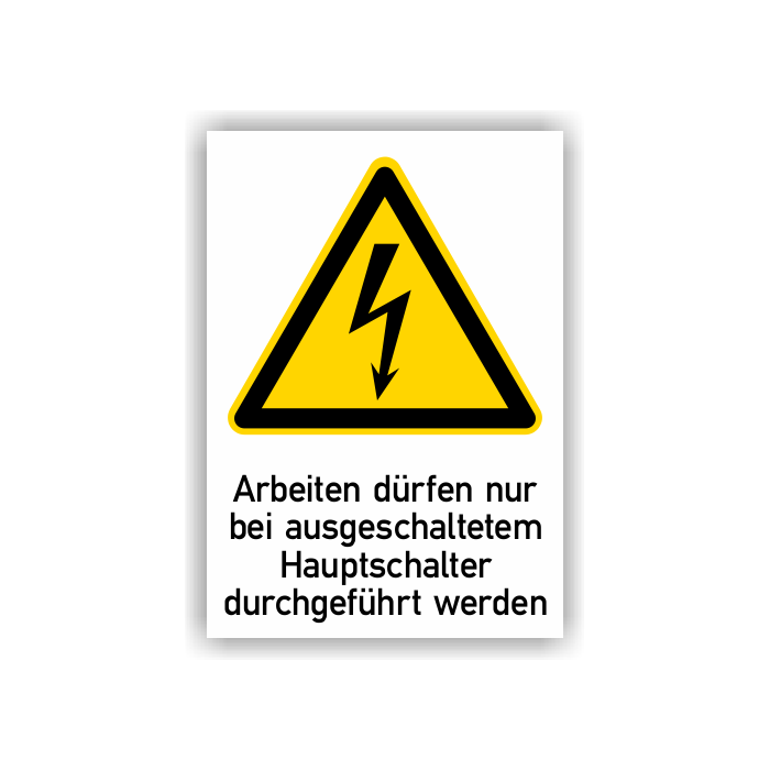 Warnschild, Arbeiten nur bei ausgeschaltetem Hauptschalter durchführen, ISO 7010