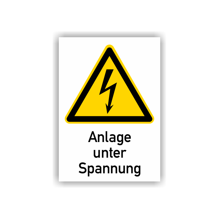 Warnschild, Anlage unter Spannung, ISO 7010