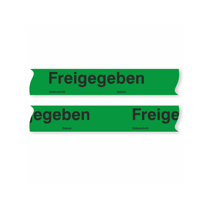 PVC-Paketband - Freigegeben - Datum/Unterschrift - 50 mm x 66 m, grün / schwarz