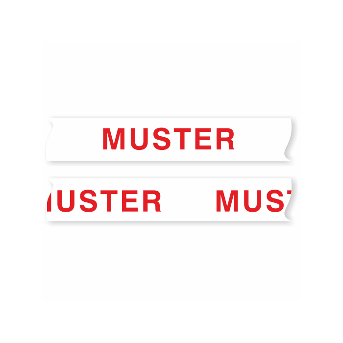 PVC-Paketband - Muster -, 50 mm x 66 m, weiß / rot