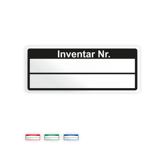 Inventaretiketten "Inventar Nr." oder "Eigentum", Polyester, verschiedene Farben