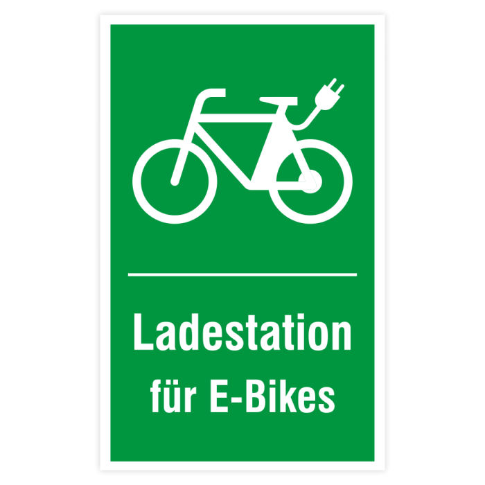 Hinweisschild, Ladestation für E-Bikes im nicht öffentlichen Straßenraum, Alu
