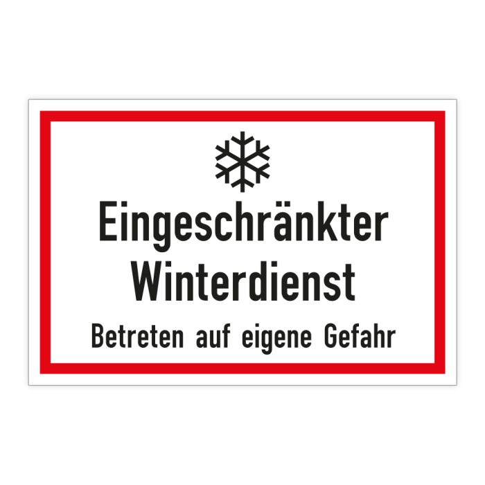 Hinweisschild, Eingeschränkter Winterdienst, 300 x 200 mm, verschiedene Ausführungen
