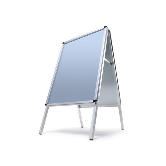 Kundenstopper, Aluminium silber eloxiert, DIN A2, beidseitig Klapprahmen 32 mm, wetterfest