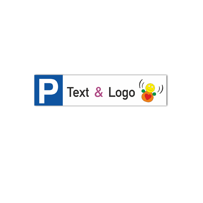 Einlegeschild für Parkplatzreservierer EXCLUSIV, Hart-PVC, 500 x 121  mm, mit Wunschtext + Logo