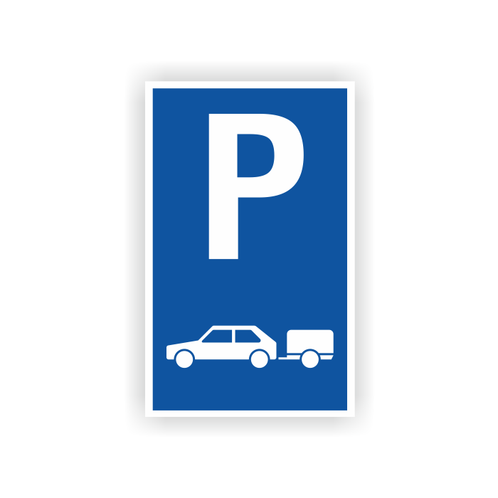Parkplatzschild, Pkw mit Anhänger, Aluminium oder Kunststoff