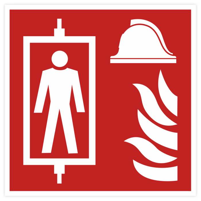 Brandschutzzeichen, Feuerwehraufzug, DIN EN 81-72, Aufkleber, Folie, 100 x 100 mm