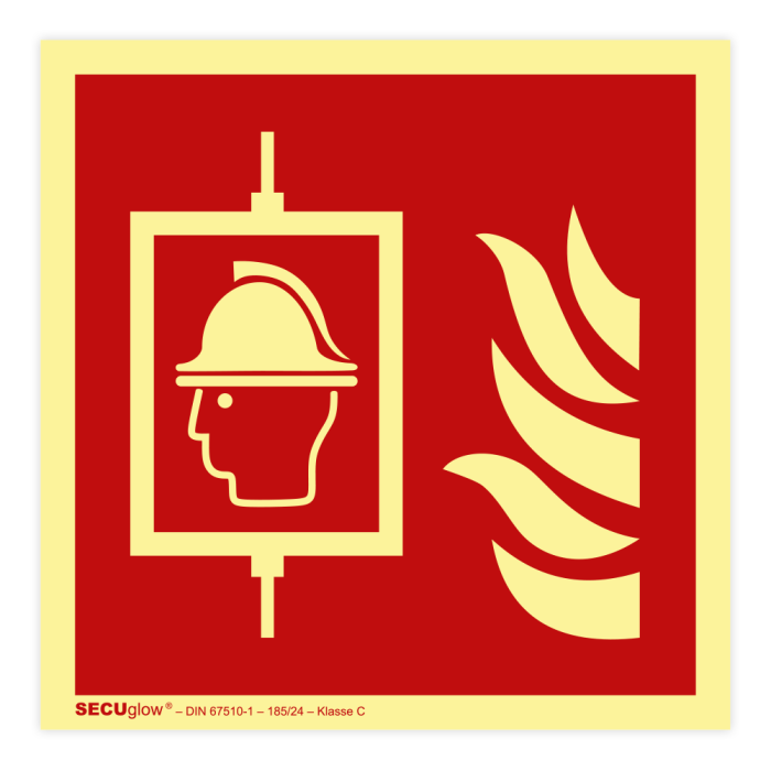 Brandschutzzeichen, Feuerwehraufzug, ISO 7010, SECUglow 185