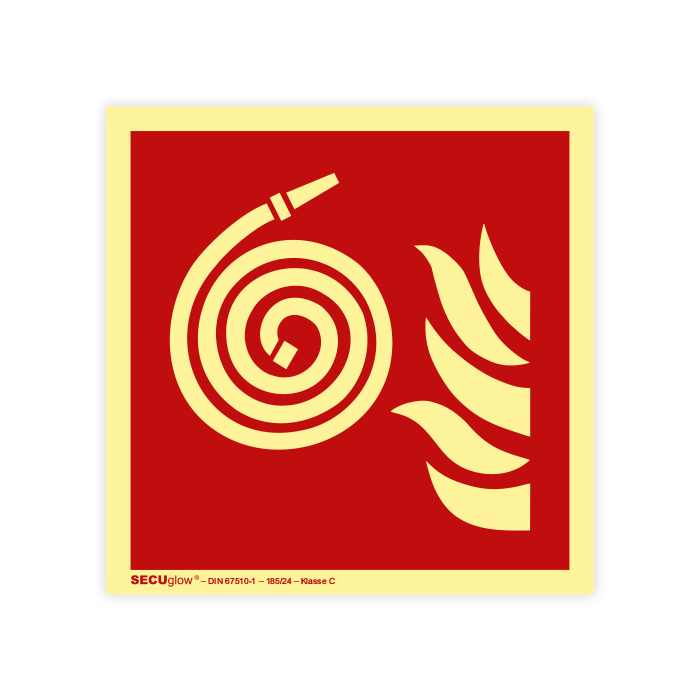 Brandschutzzeichen, Nicht angeschl. Löschschlauch, 7010, SECUglow 185, Aufkleber, Folie, 150 x 150 mm