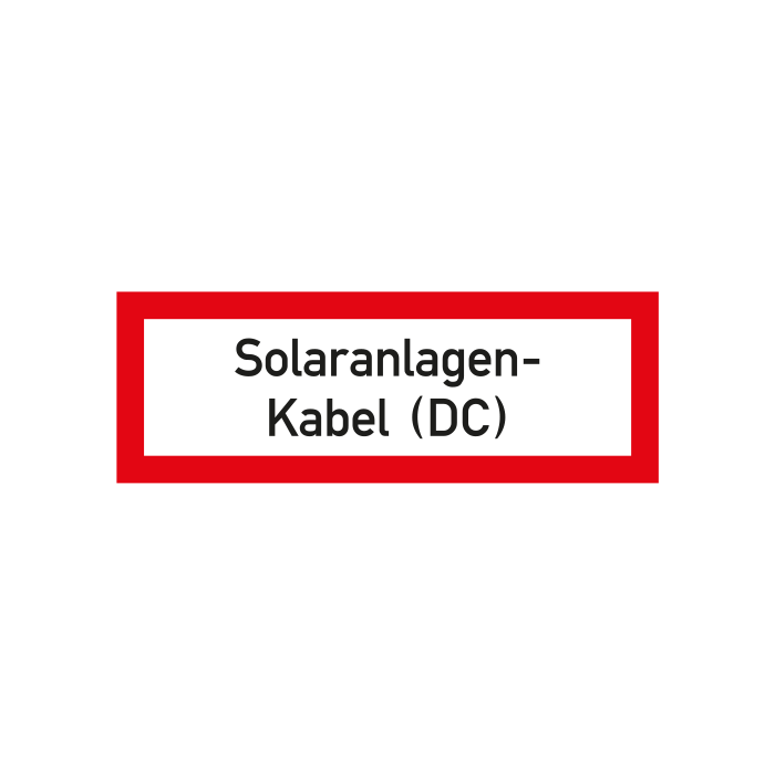 Feuerwehrzeichen Solaranlagen-Kabel (DC) DIN 4066, 210 x 74 mm, verschied. Ausführungen