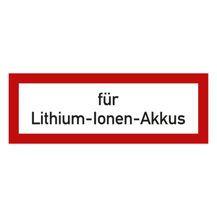 Feuerwehrzeichen, für Lithium-Ionen-Akkus DIN 4066, Aufkleber, Folie, 210 x 74 mm