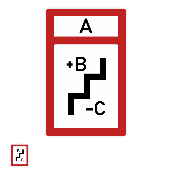 Feuerwehrzeichen, Hinweisschild Treppenraum mit Etagenangaben DIN 4066 (F1, F2, F3)