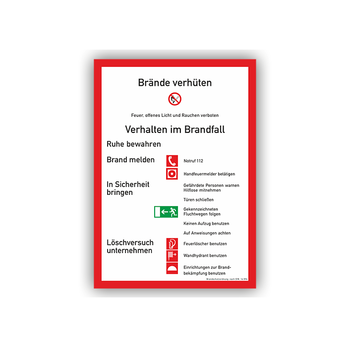 Sicherheitsaushang, Brandschutzordnung, BGV A8 m. Handfeuerm., versch. Materialien, 210 x 297 mm