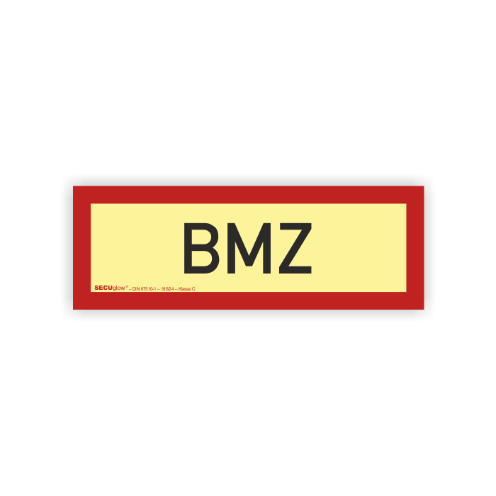 Feuerwehrzeichen, Brandmeldezentrale - BMZ, DIN 4066, SECUglow 185, Aufkleber, Folie, 297 x 105 mm
