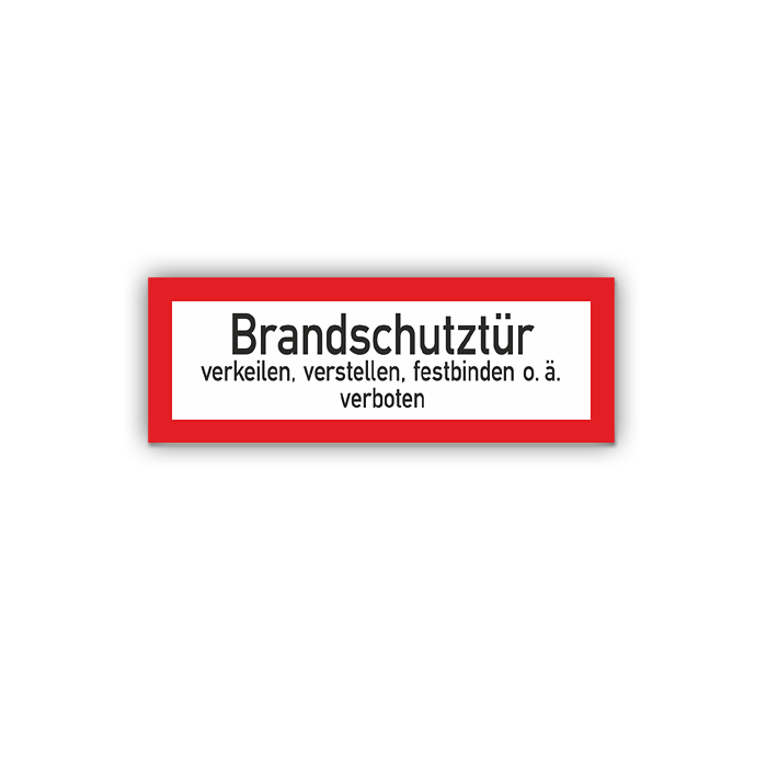 Feuerwehrzeichen, Brandschutztür verkeilen… verboten, DIN 4066, Aufkleber, Folie, 210 x 74 mm
