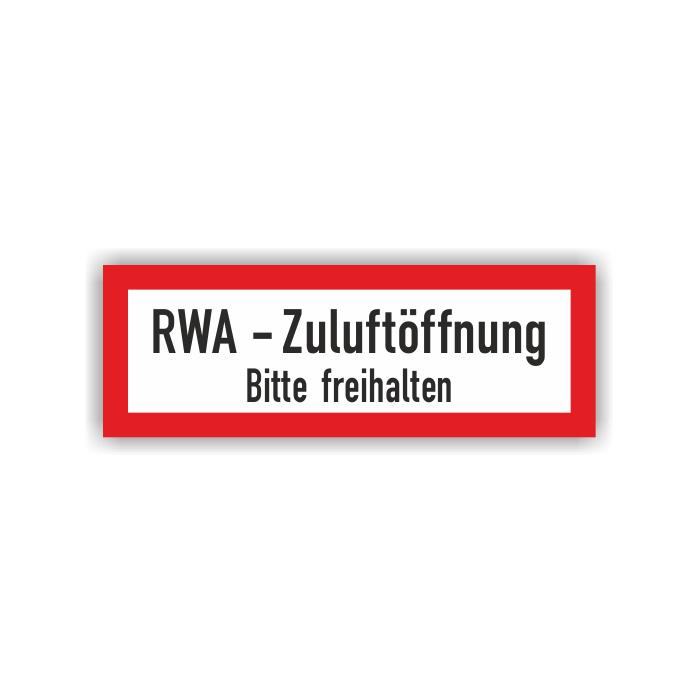 Feuerwehrzeichen, RWA - Zugluftöffnung - Bitte freihalten, DIN 4066, 297 x 105 mm, versch. Ausf.