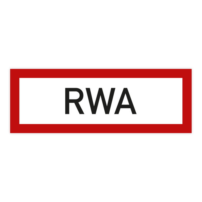 Feuerwehrzeichen, Rauch- und Wärmeabzugsanlagen RWA, DIN 4066, Aufkleber, Folie, 297 x 105 mm