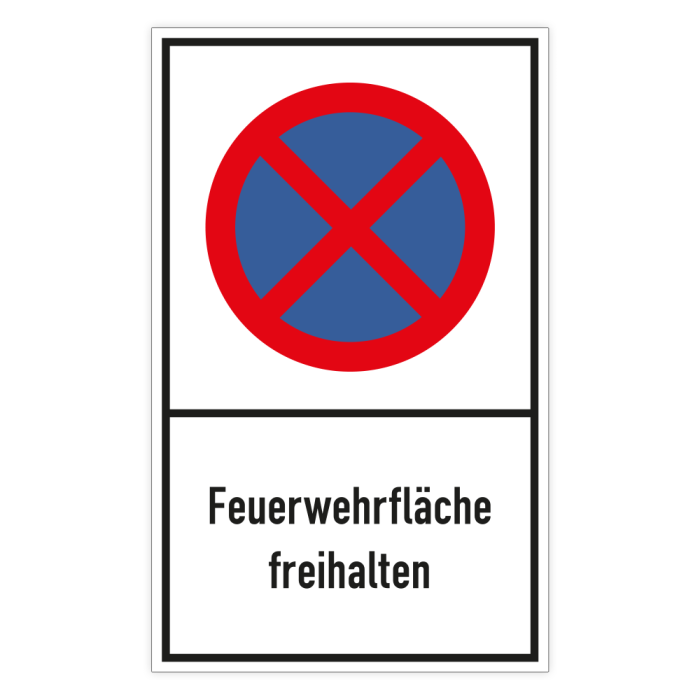 Parkverbotsschild, Absolutes Haltverbot, Feuerwehrfläche freihalten, Aluminium 2 mm