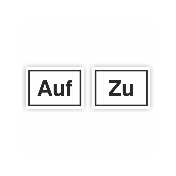 Lüftungsschild "Auf - Zu", Folie selbstklebend,