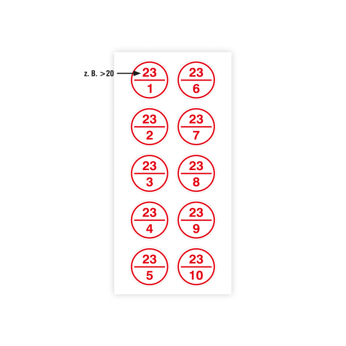 Stromkreiskennzeichnung, individuell nach Wunschlayout, Ø 39 mm