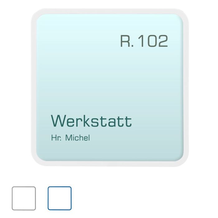 Türschild MAXI mit Montageplatte und Abdeckhaube aus Kunststoff, Rahmen, 150 x 150 mm