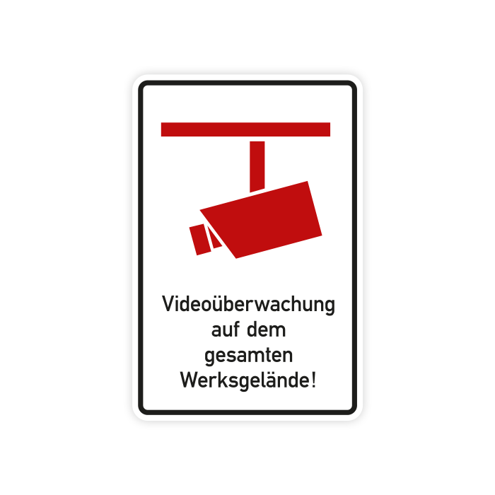 Hinweisschild, Videoüberwachung auf dem gesamten Werksgelände, Aluminium, 2 mm, 600 x 900 mm, RA1