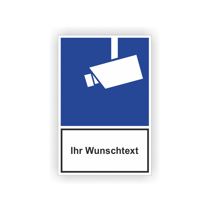 Hinweisschild, Videoüberwachung mit Wunschtext, nach DIN 33450, verschiedene Ausführungen