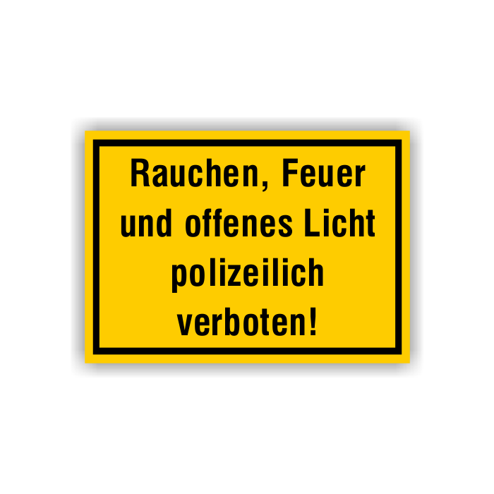 Verbotsschild m. Hinweistext, Rauchen, Feuer und offenes Licht verboten, Aluminium, 350 x 250 mm