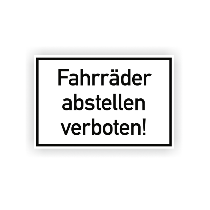 Verbotsschild m. Hinweistext, Fahrräder abstellen verboten!, Aluminium, 300 x 200 mm
