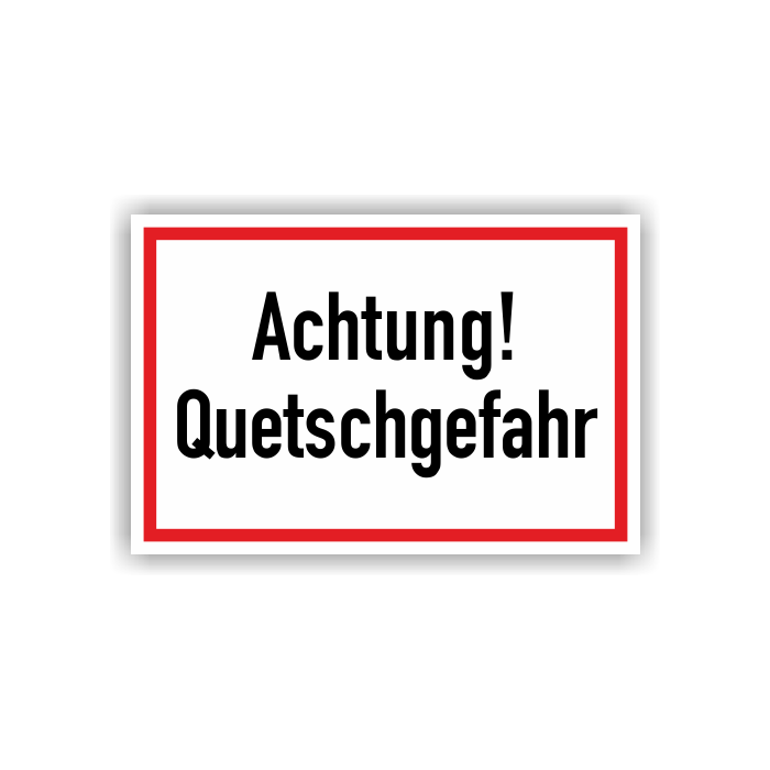 Warnschild m. Hinweistext, Achtung Quetschgefahr, Aluminium, 300 x 200 mm