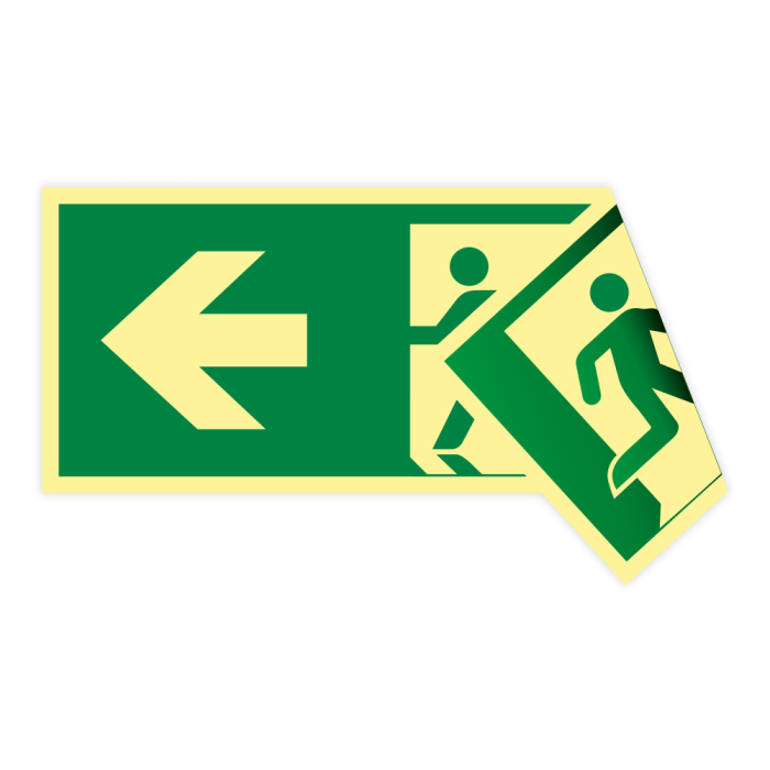 Rettungszeichen, Rettungsweg links/rechts, doppelseitig,  langnachleuchtend, SECUglow