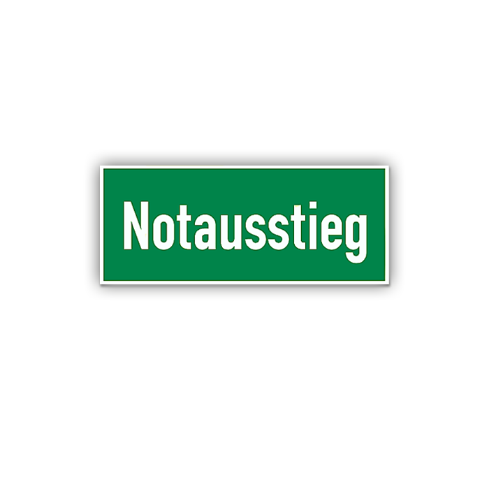 Rettungszeichen, Notausstieg, Aufkleber, Folie, 250 x 100 mm