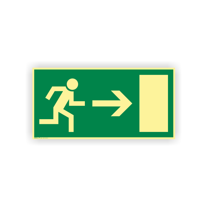 Rettungszeichen, Rettungsweg rechts, BGV A8, langnachleuchtend, SECUglow