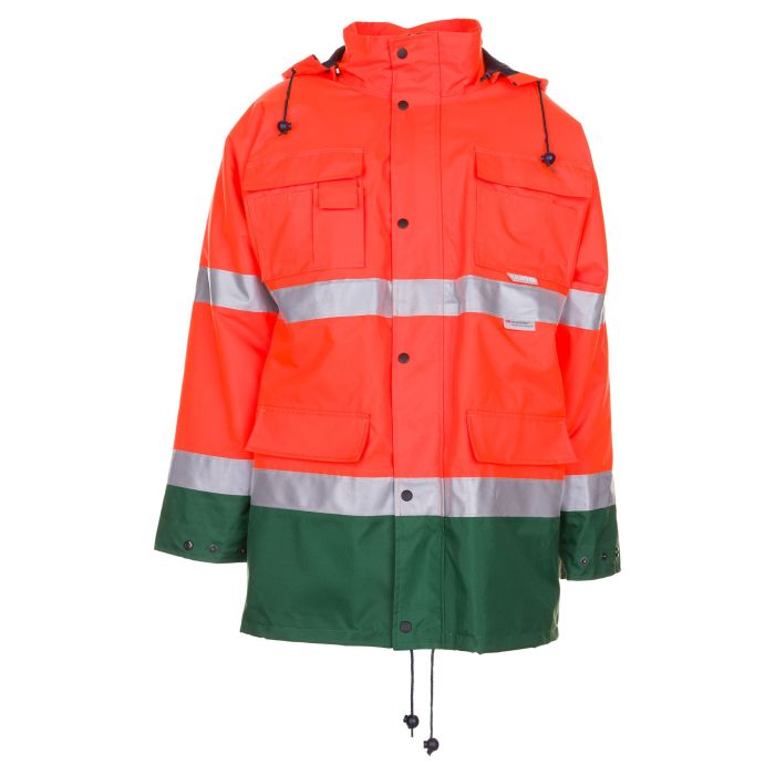 Warnschutzparka Planam, 2058, orange/grün, herausnehmbares Innenfutter, Gr. S bis 4XL