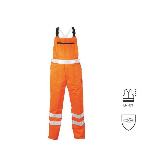 Warn- und Schnittschutz-Latzhose, 2274, uni orange, Größe 48 - 64