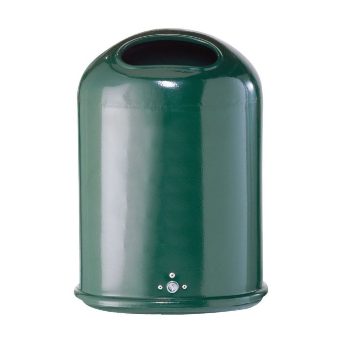 Abfallbehälter oval, 45L, Schiene + Schlüssel, Höhe 600mm, Bodenklappe, Moosgrün