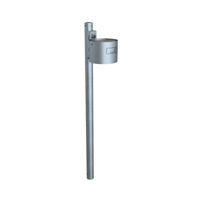 Rundascher, mit Standpfosten, Schiene, Schlüssel und Aufkleber, 4L, Ø 200mm, verzinkt
